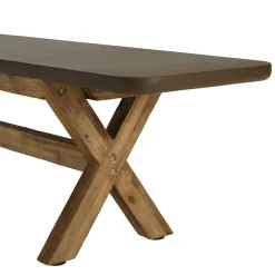 Banc 200 cm effet béton marron pied en bois d'acacia CALVI