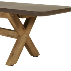 Banc 240 cm effet béton marron pieds en bois d'acacia CALVI