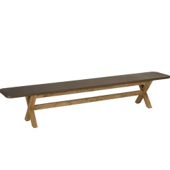 Banc 240 cm effet béton marron pieds en bois d'acacia CALVI