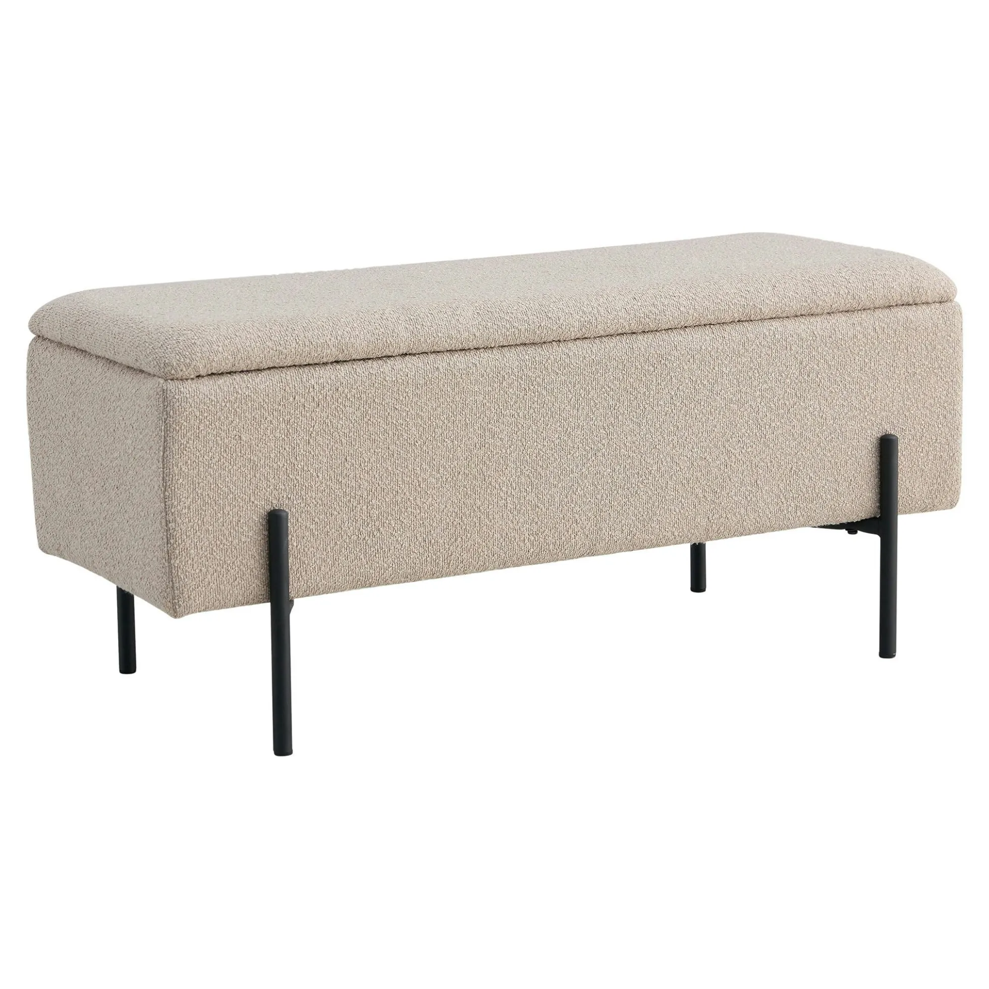 Banc coffre beige en tissu bouclette BRUGES