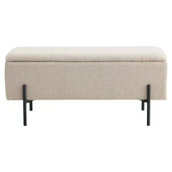 Banc coffre beige en tissu bouclette BRUGES