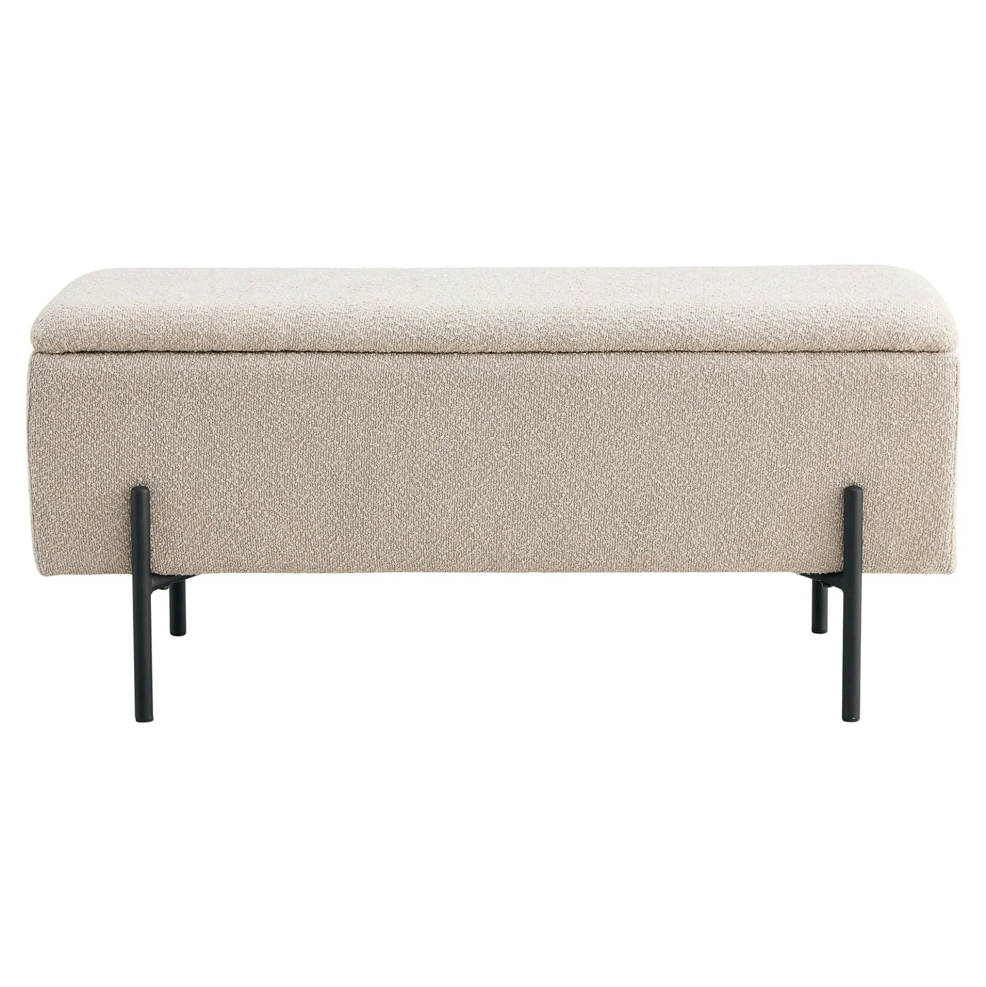 Banc coffre beige en tissu bouclette BRUGES