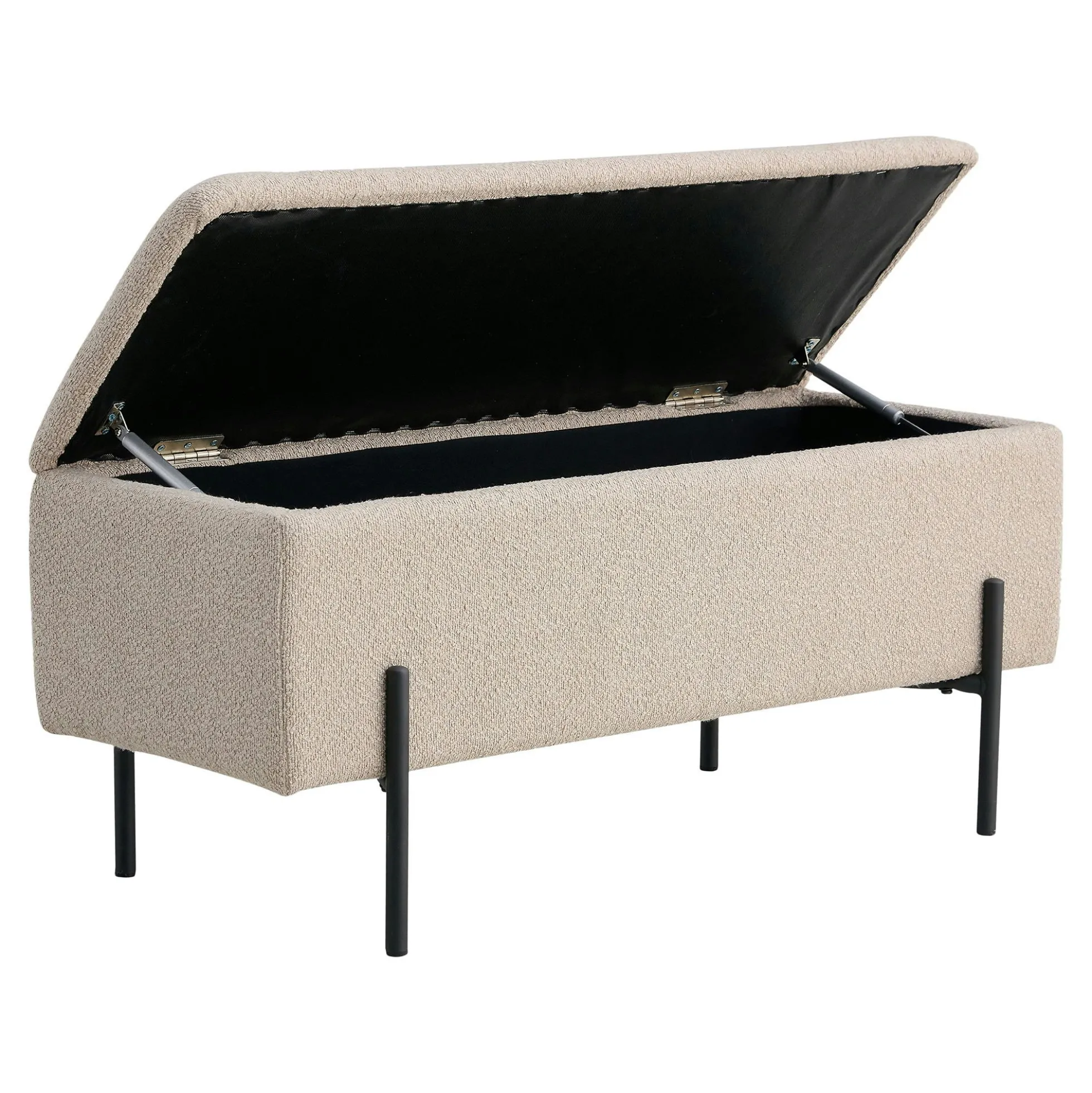Banc coffre beige en tissu bouclette BRUGES