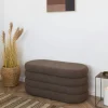 Banc coffre déco en tissu marron bouclette BRUGES
