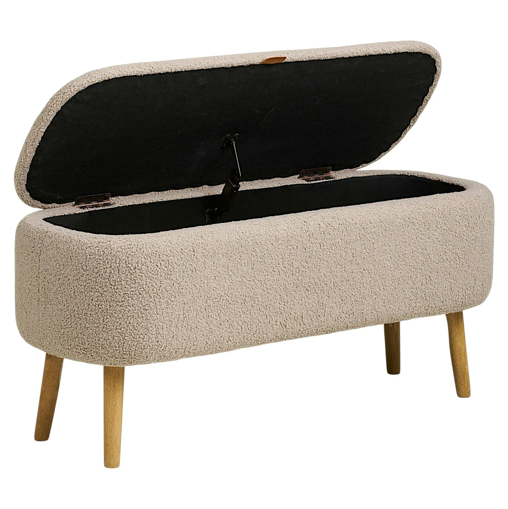 Banc coffre d'entrée en bouclette beige BERLIN