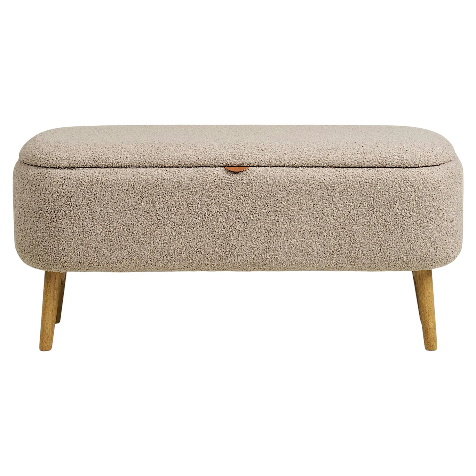 Banc coffre d'entrée en bouclette beige BERLIN