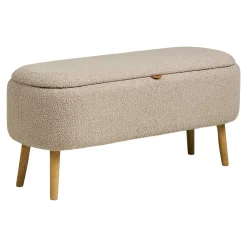 Banc coffre d'entrée en bouclette beige BERLIN
