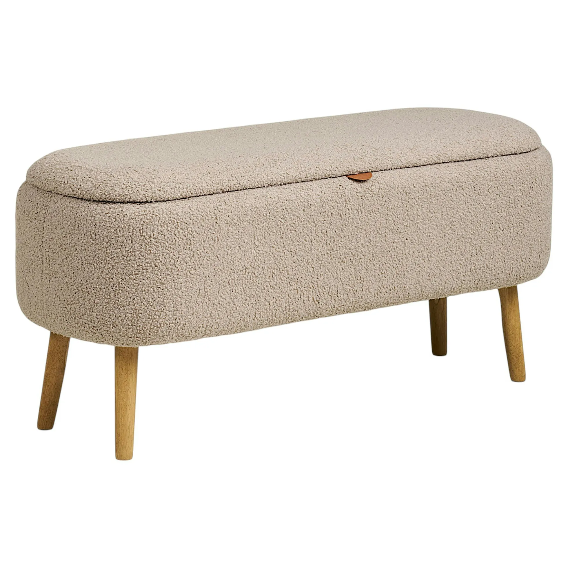 Banc coffre d'entrée en bouclette beige BERLIN