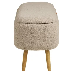 Banc coffre d'entrée en bouclette beige BERLIN