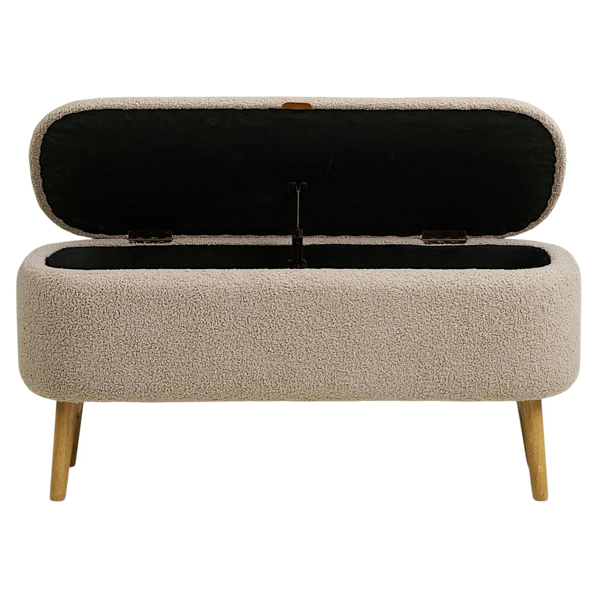 Banc coffre d'entrée en bouclette beige BERLIN