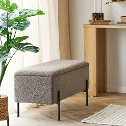 Banc coffre en bouclette marron 95 cm BERLIN