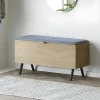 Banc coffre moderne avec assise en tissu gris VARDE