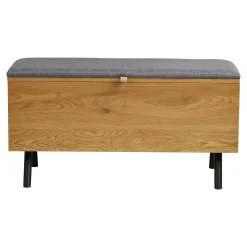 Banc coffre moderne avec assise en tissu gris VARDE