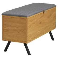 Banc coffre moderne avec assise en tissu gris VARDE