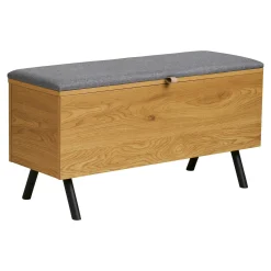 Banc coffre moderne avec assise en tissu gris VARDE