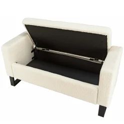 Banc coffre tissu bouclette écru COLOMBUS