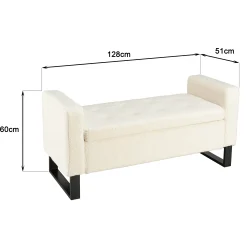Banc coffre tissu bouclette écru COLOMBUS