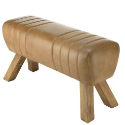 Banc cuir havane pieds en bois 89 cm TIM
