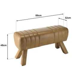 Banc cuir havane pieds en bois 89 cm TIM