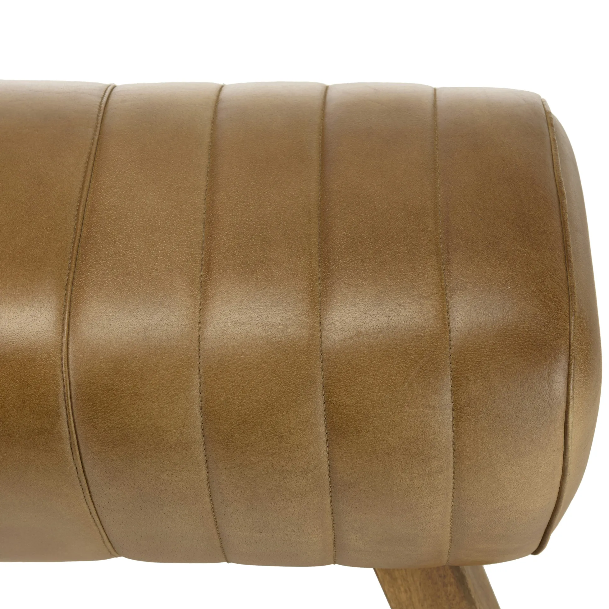 Banc cuir havane pieds en bois 89 cm TIM