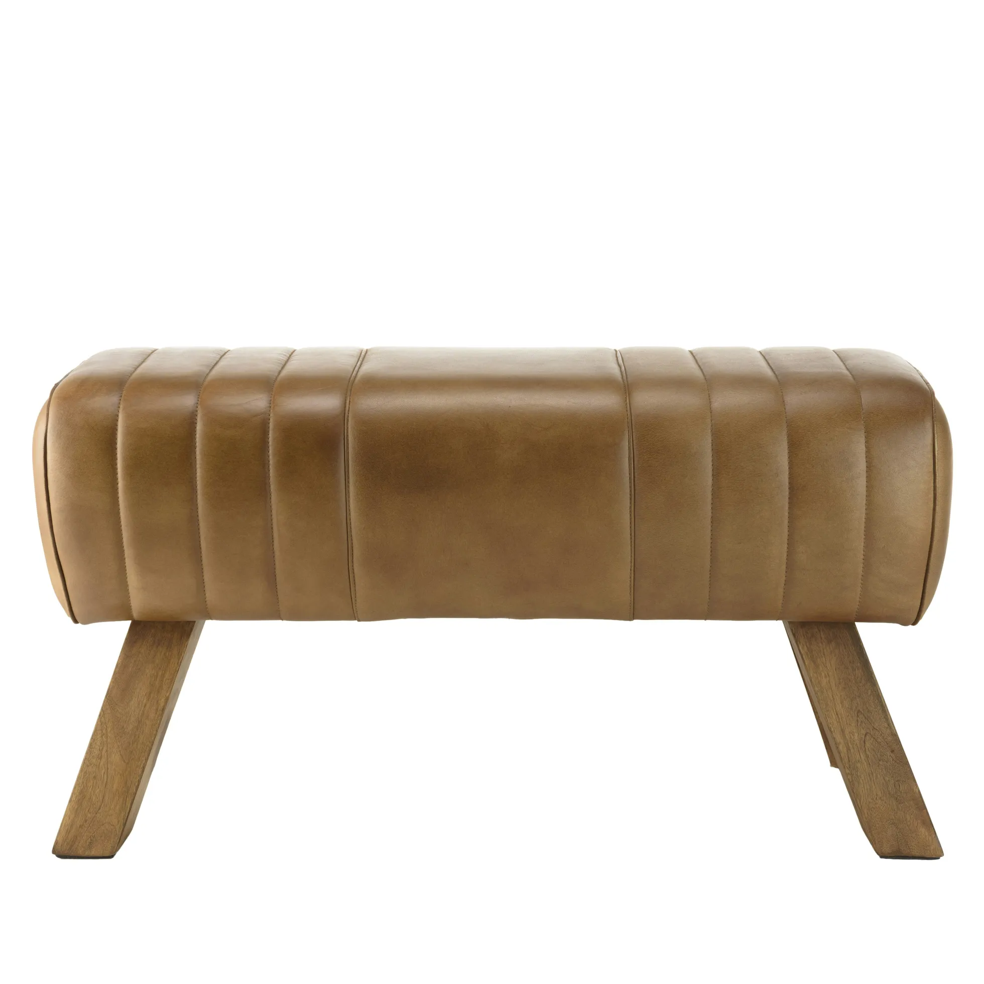 Banc cuir havane pieds en bois 89 cm TIM