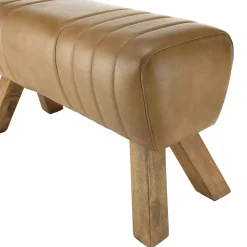 Banc cuir havane pieds en bois 89 cm TIM
