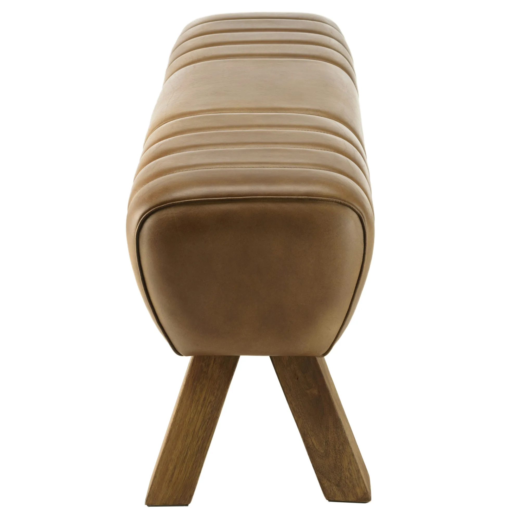 Banc cuir havane pieds en bois 89 cm TIM