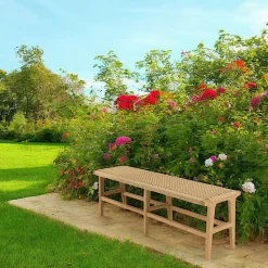 Banc de jardin assise tressée et teck 151 cm SUMMER