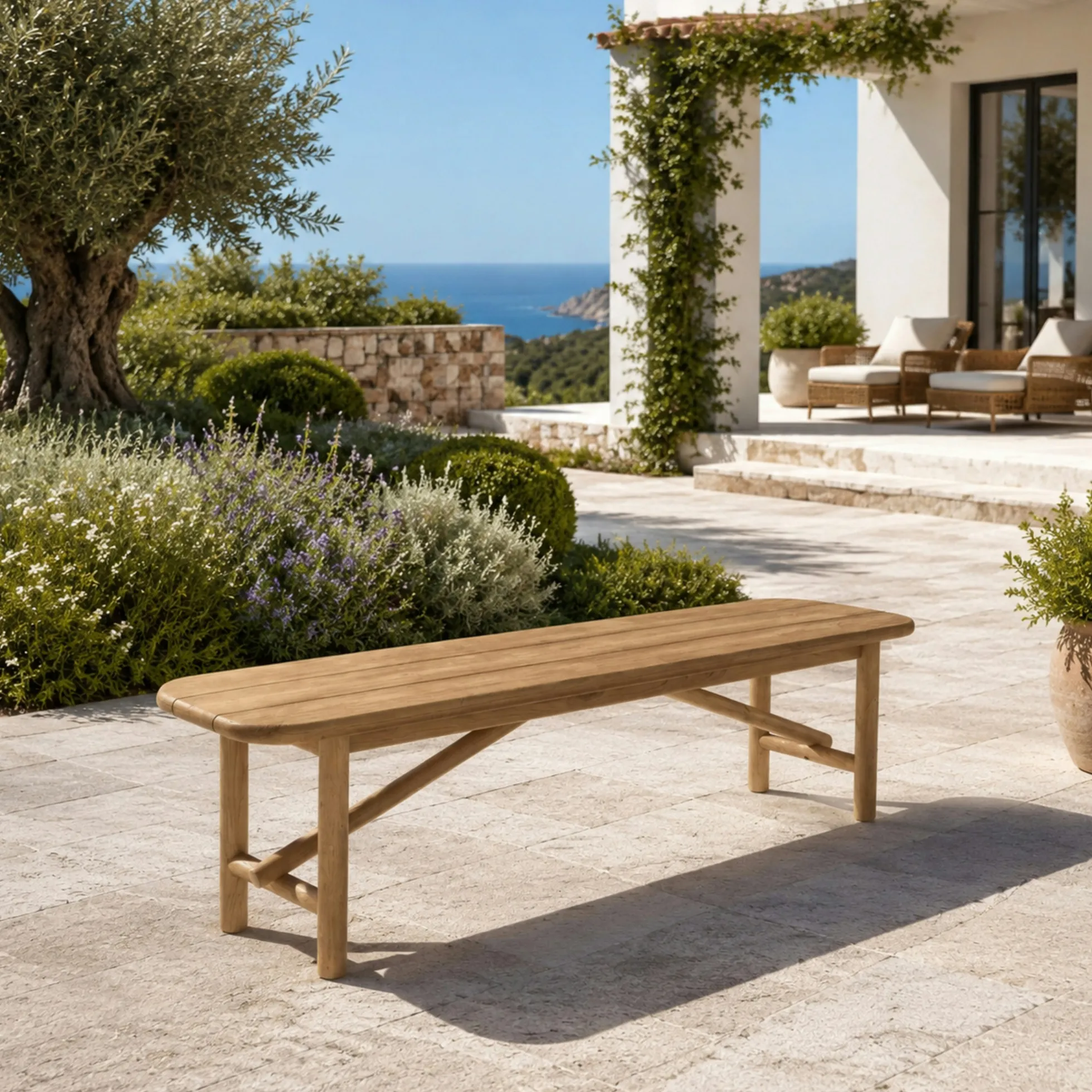Banc de jardin 180 cm en teck recyclé ORIA