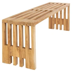 Banc de jardin en bois de teck sans dossier 140 cm MENDOZA