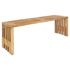 Banc de jardin en bois de teck sans dossier 140 cm MENDOZA
