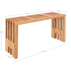 Banc de jardin en bois de teck sans dossier 90 cm MENDOZA