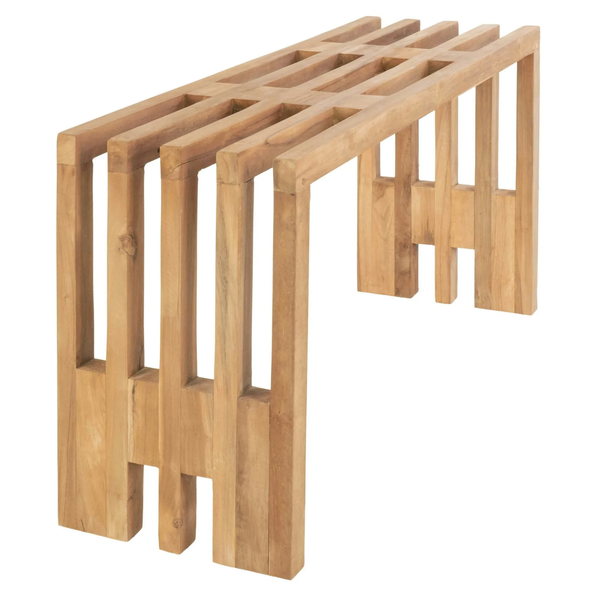 Banc de jardin en bois de teck sans dossier 90 cm MENDOZA