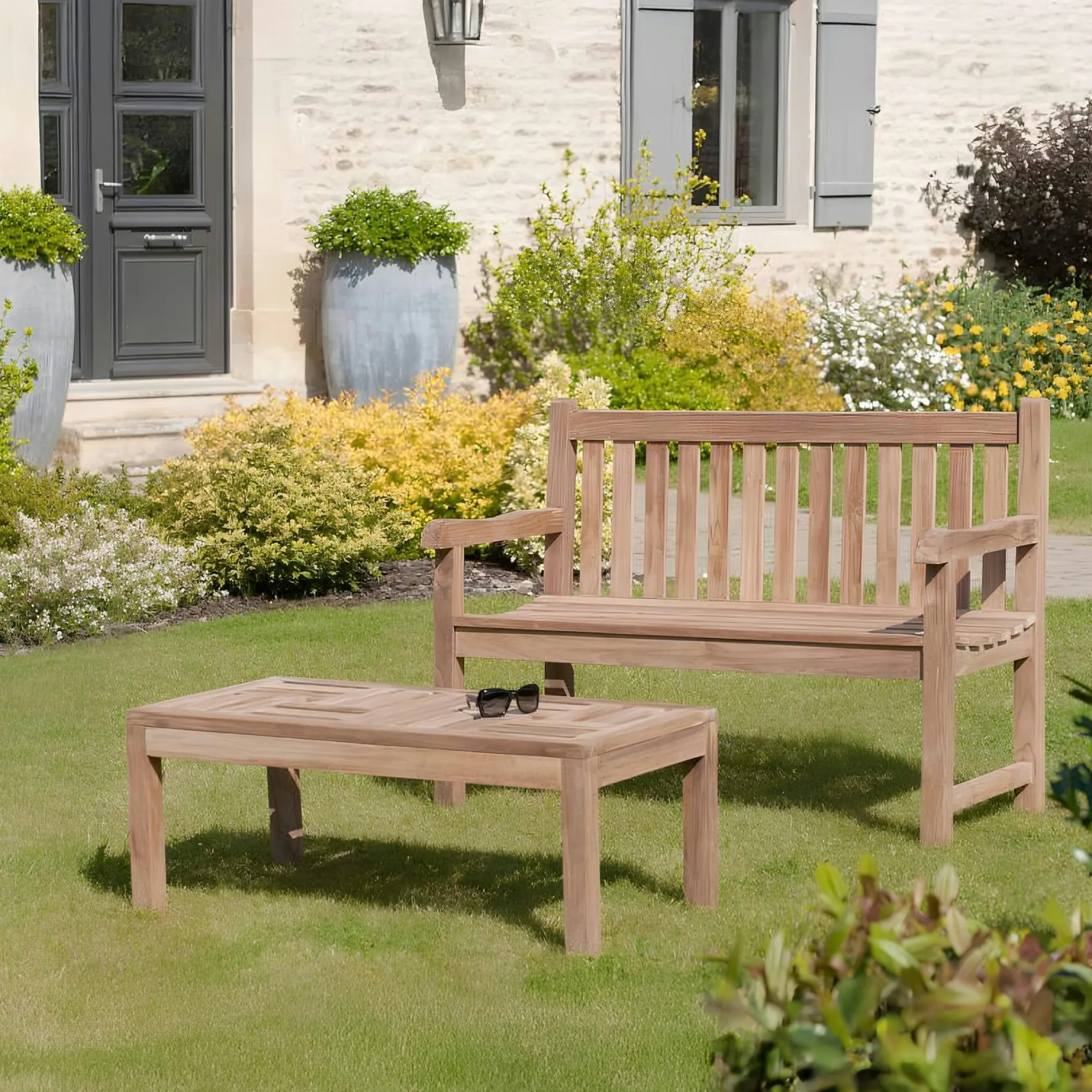 Banc de jardin en Teck brut massif 120cm SUMMER