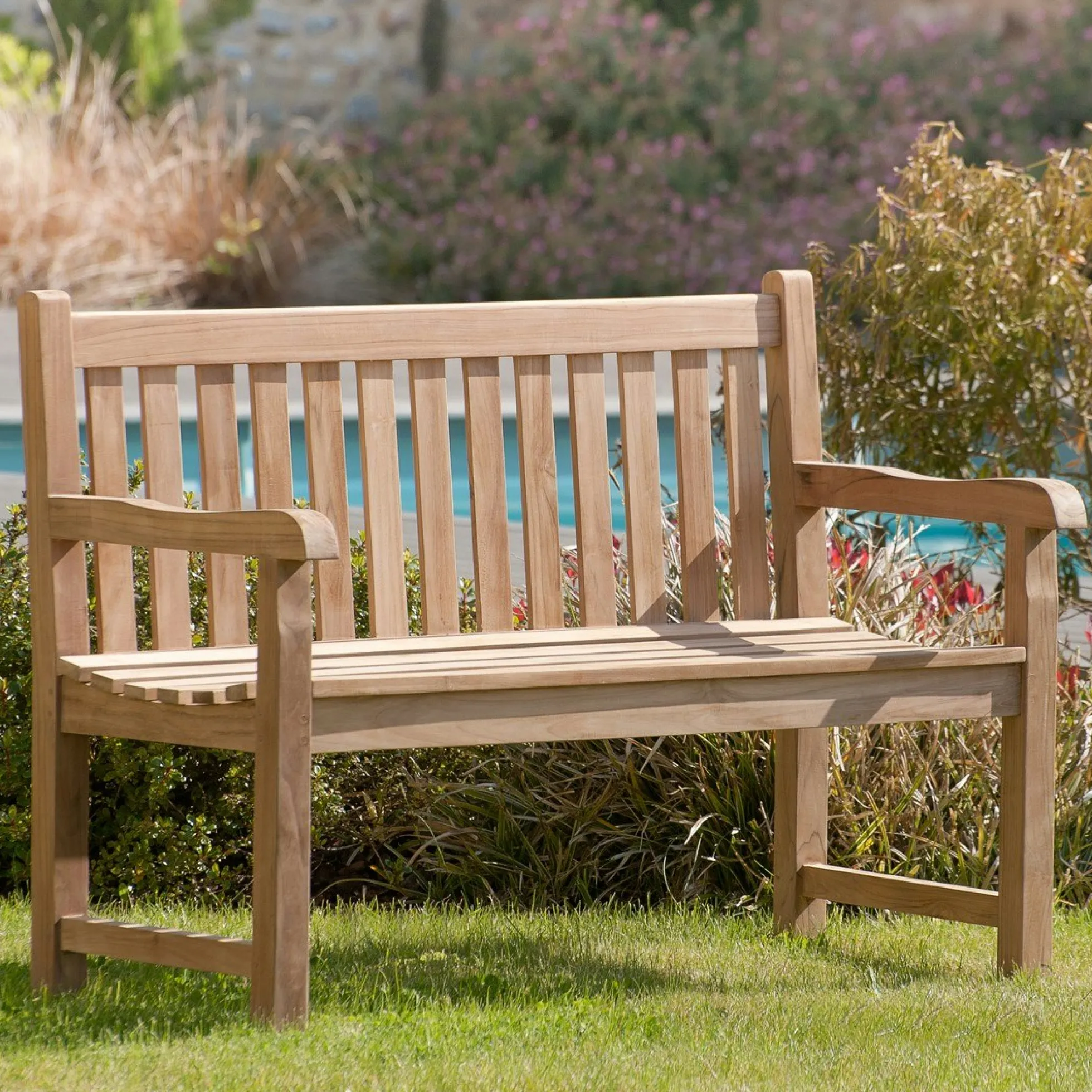 Banc de jardin en Teck brut massif 120cm SUMMER