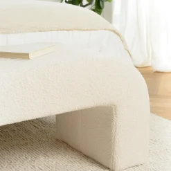 Banc de lit design tissu bouclette écru COLOMBUS