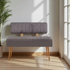 Banc d'entrée avec rangement - tissu anthracite JENA