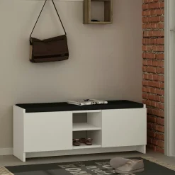 Banc d'entrée blanc avec rangement chaussures MARFA