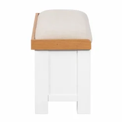 Banc d'entrée blanc coussin d'assise et paniers rangement VELIA