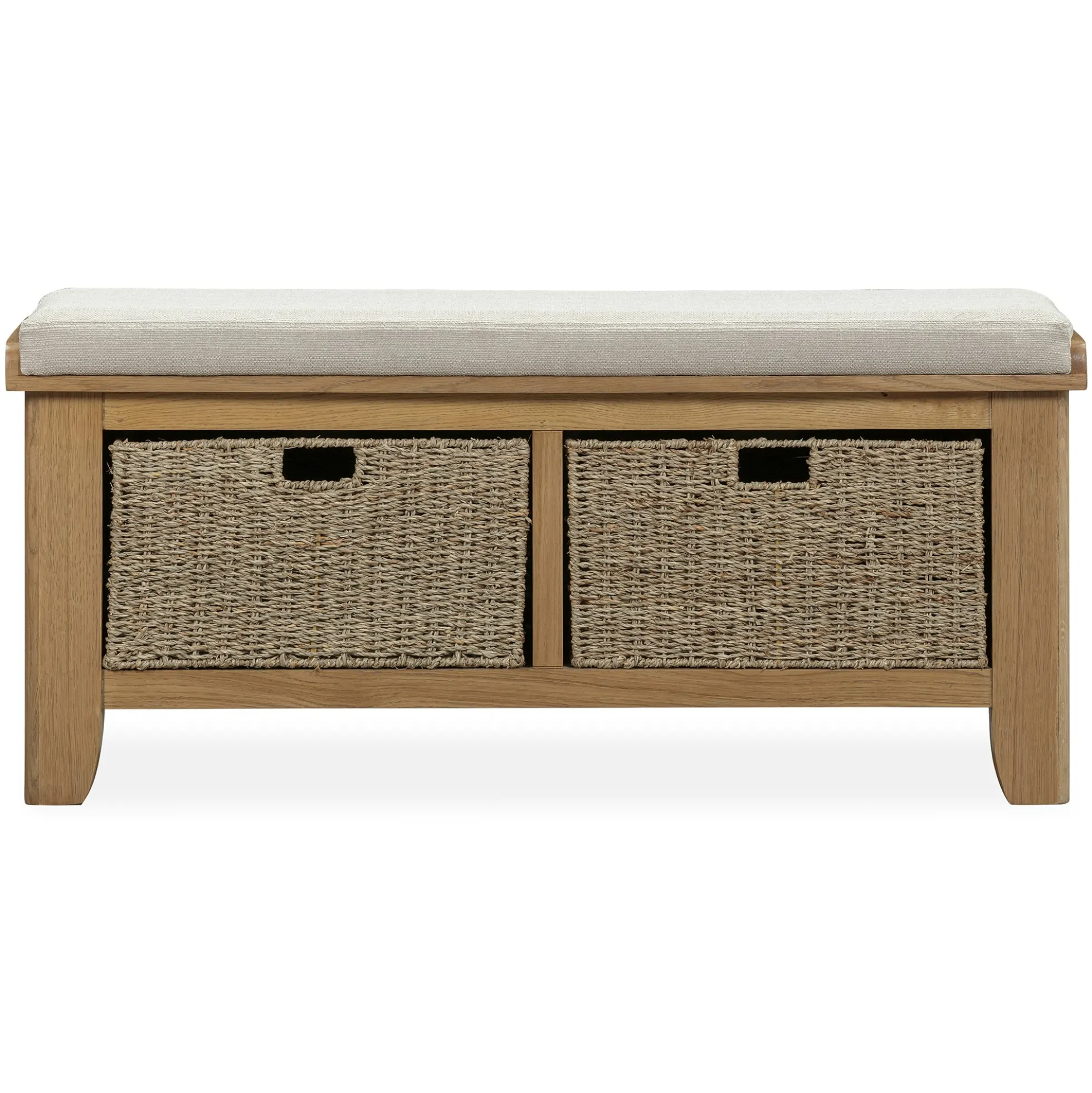 Banc d'entrée en chêne avec 2 paniers de rangement VALMONT