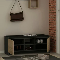 Banc d'entrée noir avec rangement chaussures MARFA
