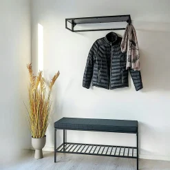 Banc d'entrée noir avec rangement chaussures VARDE