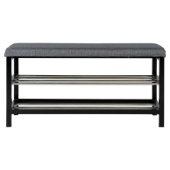 Banc d'entrée tissu gris avec rangement chaussures SAVONE
