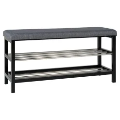 Banc d'entrée tissu gris avec rangement chaussures SAVONE