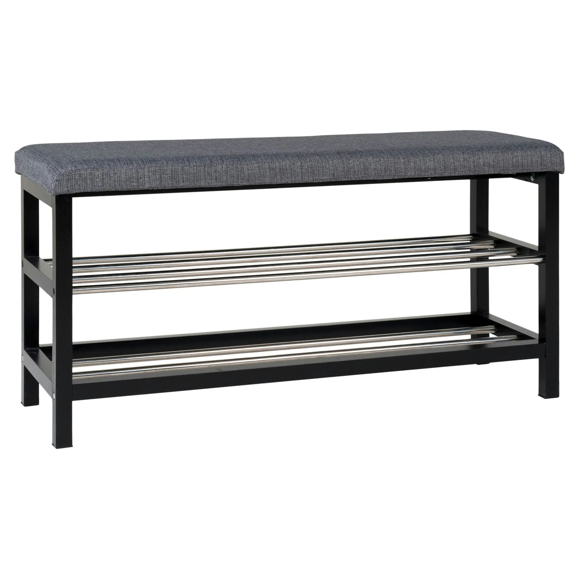 Banc d'entrée tissu gris avec rangement chaussures SAVONE