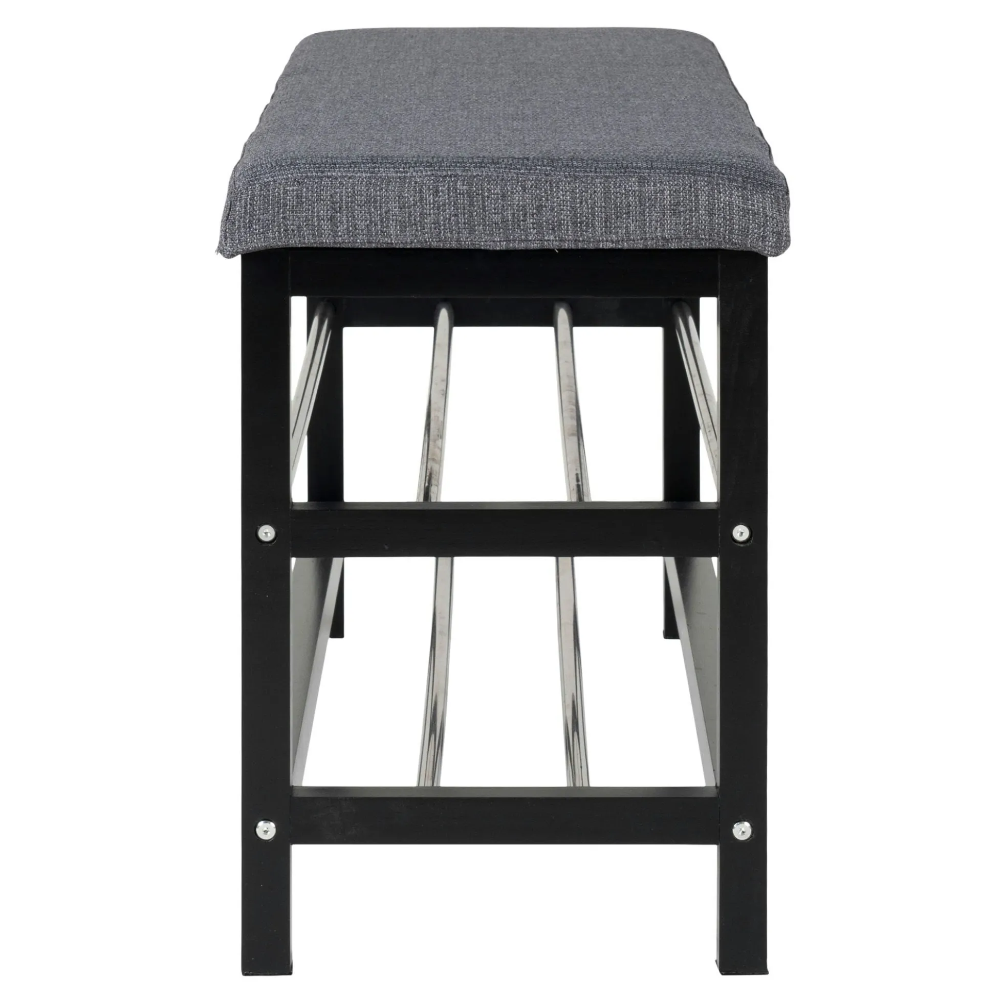 Banc d'entrée tissu gris avec rangement chaussures SAVONE