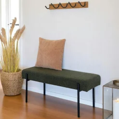 Banc d'entrée vert foncé en bouclette, style moderne BRUGES