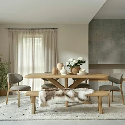 Banc de salle à manger en chêne pieds en croix 160 cm ASTER