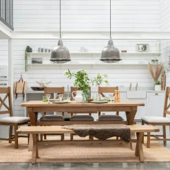 Banc de salle à manger en chêne pieds croisés 200 cm VALMONT