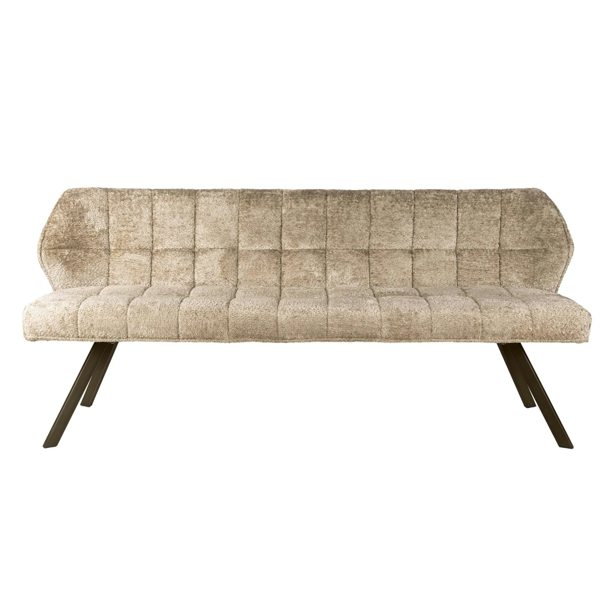 Banc de table beige bouclette pieds bronze 180 cm MELBOURNE